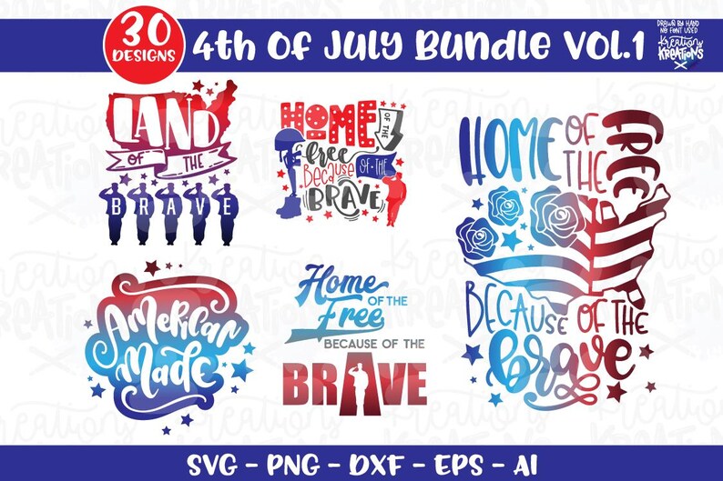 4th of July Bundle Svg 30 Designs USA Patriotic America Iron on Decal ...