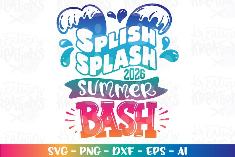 Pool Party Invitation Splish Splash Summer Bash SVG PNG Custom Name ...