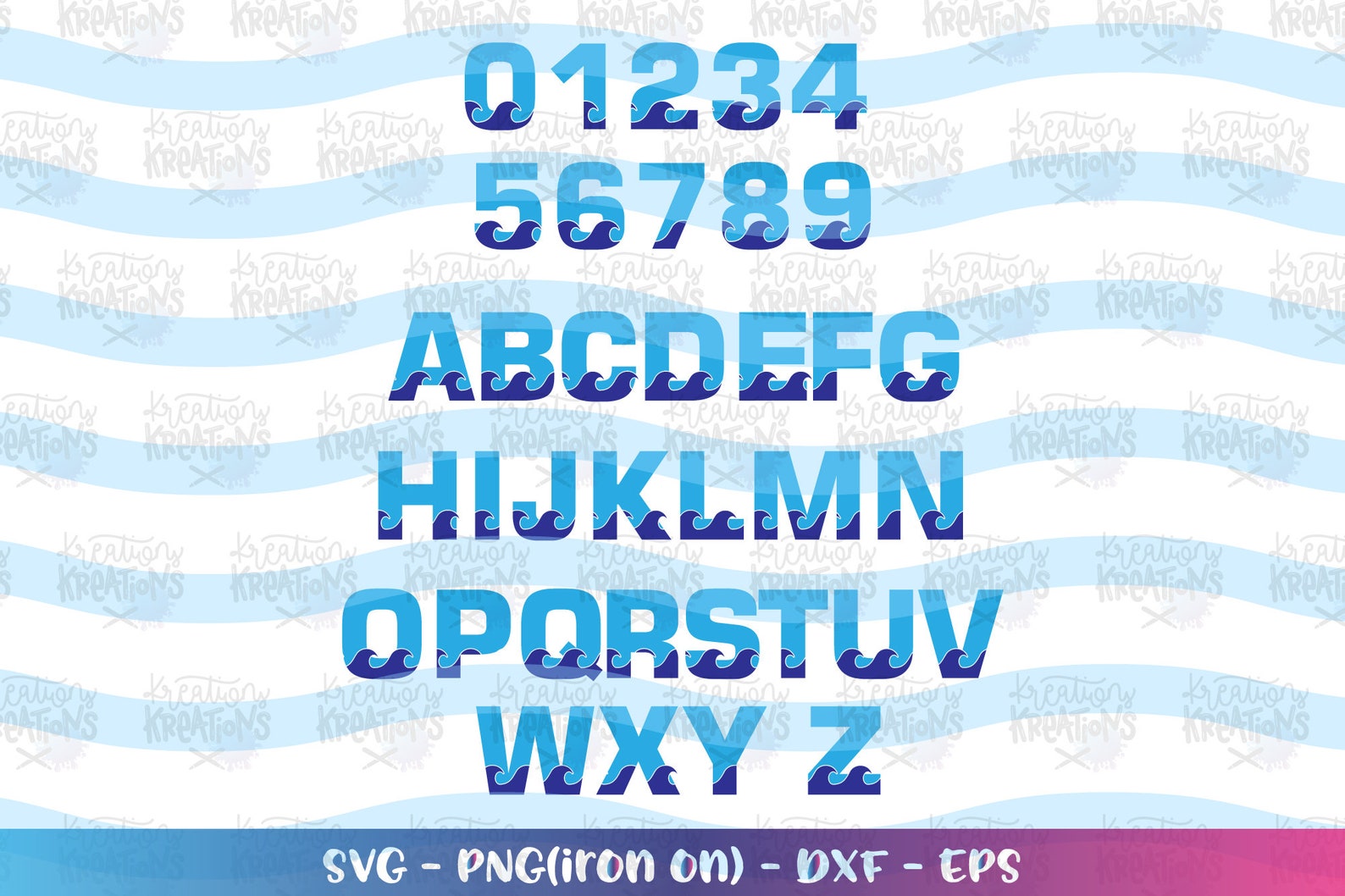 Waves Beach Font Alphabet Svg Font Letters and Numbers SVG Cut Etsy
