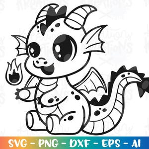 Dragon Clipart svg Baby Dragon Clipart kids dragons shirt print iron on cut files Cricut Silhouette Instant Download vector SVG pn eps dxf