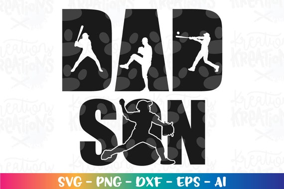 Dad and Son Baseball Silhouette svg Pitcher cut Files swinging baseball svg print iron on Cricut Silhouette Cameo Vector SVG EPS dxf PNG
