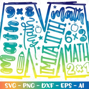 De volta às aulas svg Matemática crianças fofas Professor Escola mão desenhada impressão cor ferro em arquivo cortado silhueta cricut download sublimação