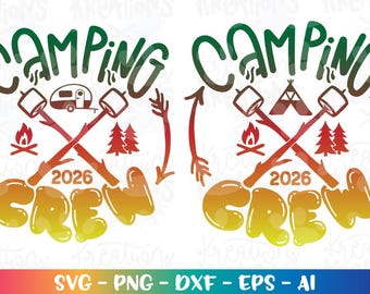 Camping crew SVG Family friends Camp Camping S'more adult kids shirt decal print iron on cut file Cricut Silhouette download vector