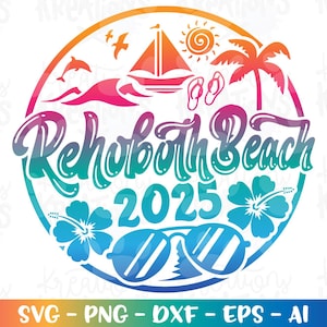 Rehoboth Beach svg Delaware USA Summer Beach svg handgezeichneter Druckabziehbild Bügelbild geschnitten Datei Silhouette Download Cricut Cameo png Sublimation
