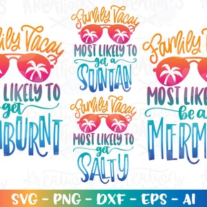 Most Likely to get Sunburnt Suntan Salty Mermaid Svg  summer beach quotes print matching shirt cut file Cricut Silhouette Download vector