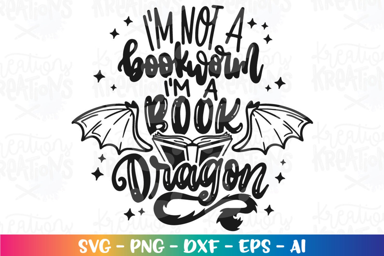 I'm Not a Bookworm I'm a Book Dragon SVG Book Quote Etsy