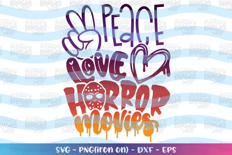 Download Peace Love Horror Movies svg Halloween Scary funny kids | Etsy