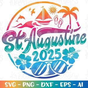 Sommer Strände Emblem 2025 USA svg Florida Strand Druck Aufbügler Design Shirt Schnittdatei Silhouette Cricut Cameo Download Farbe Vektor png