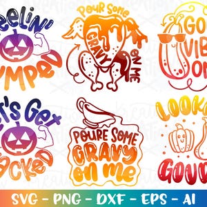 Danksagungs-Bundle SVG-Gravy Kürbis-Kürbis Lustige Danksagungs-Sprüche zitieren süßes Huhn Druck Aufbügeln Cut Files Cricut Silhouette