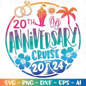 Navio de cruzeiro svg 20º aniversário Emblema do cruzeiro cruisin 'camisa impressão svg decalque corte arquivo silhueta cricut download vetor png sublimação