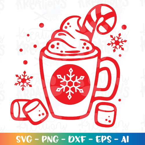 Hot Cocoa SVG File Coffee Mug Svg Marshmallows Svg - Etsy