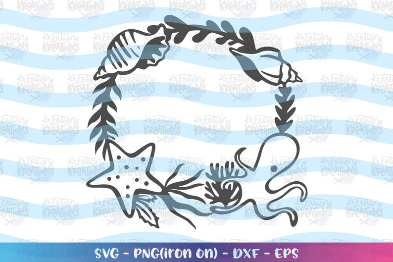 Download Ocean Monogram wreath svg Hand Drawn Octopus seashell starfish | Etsy