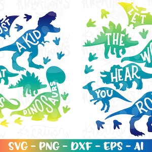 Laat de wereld je horen brullen svg gewoon een kind jongen meisje dinosaurus opstrijkbare gesneden bestand silhouet cricut studio downloaden vectorsublimatie
