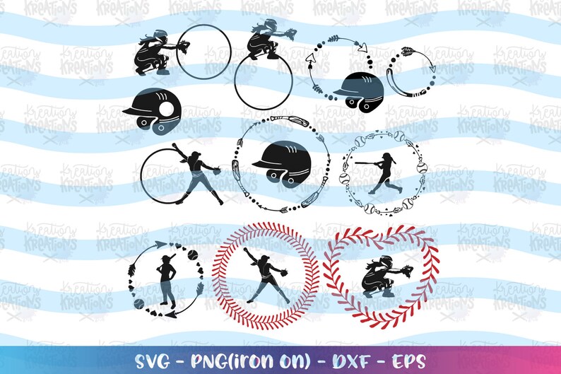 Download Softball Monogram Frames Svg Softball Svg Baseball Silhouettes Etsy