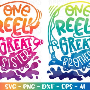 Ein großer Bruder Schwester SVG Angeln Fisch Familie Clipart Schwester druckbare Eisen auf Schnittdateien Cricut Silhouette Download Vektor Png dxf
