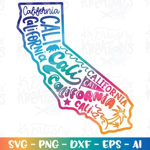 État de Californie SVG dessinés à la main le 4 juillet État des États-Unis Cali coupe fichier fichier imprimable silhouette cricut studio téléchargement vecteur png Sublimation