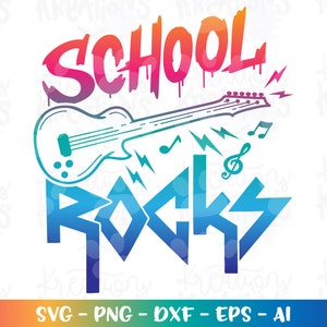 School ROCKS svg retour à l'école svg citation de l'école disant school rocks coupe fichier Cricut silhouette téléchargement vecteur SVG png dxf