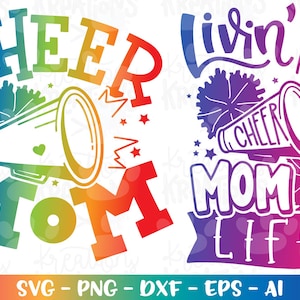 Livin&#39; that cheer mom life SVG cheerleader megaphone hand lettered cute Mom print iron on Cut Files Cricut Silhouette Cameo Download dxf png