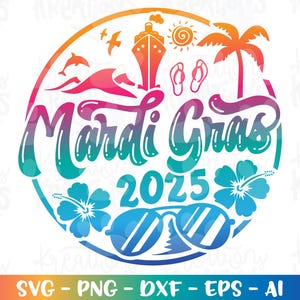 Mardi Gras svg Cruise Vacation Spring Break circle design Mardi Gras svg iron on print cut file Cricut Silhouette vector SVG png eps dxf