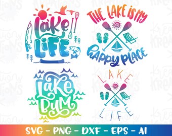 Der See ist mein Lieblingsort (SVG-Datei, Seeleben-Bundle, handgezeichneter Druck, Aufkleber, Bügelbild, Schneidedatei für Cricut Studio, Download, PNG, DXF, digitale Kunst)