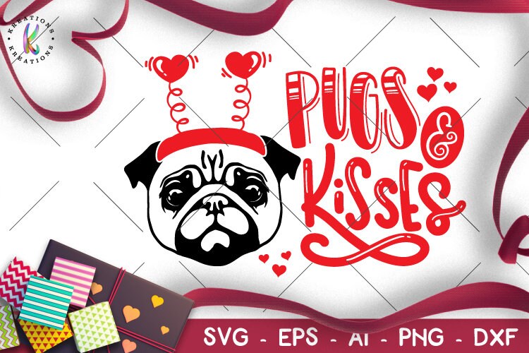 Download Pugs and Kisses svg Pug SVG Valentine's Day svg print | Etsy