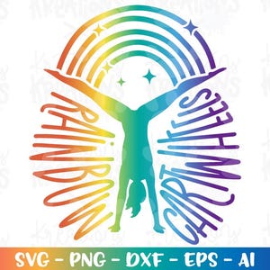 Regenbogen Wagenräder SVG Wagenrad Mädchen Gymnastik Zitat Druck Eisen auf Farbe Schnittdateien Cricut Silhouette Download Sublimation