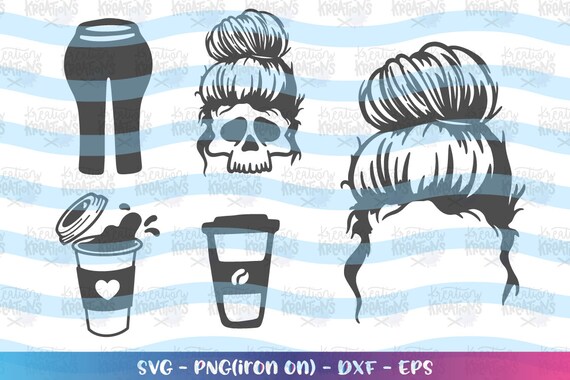 Download Bun Hair Clipart Bundle Messy Mom Yoga Pants Coffee svg ...