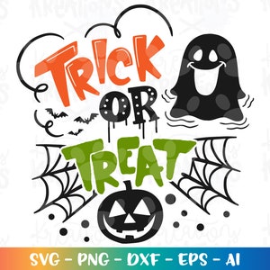 Trick or Treat SVG Happy Halloween svg hand drawn svg hand lettered cut files Cricut Silhouette  Instant Download vector SVG png eps dxf