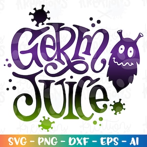 Germ Juice svg handwas ontsmettingsmiddel zeep label sticker leuke kleur teken print opstrijkbare gesneden bestand Cricut Silhouete Instant Download vector SVG dxf