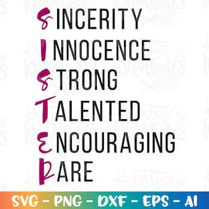 Sister SVG Sister tee shirt design svg strong talented rare svg cut cuttable files Cricut Silhouette Instant Download vector SVG png eps dxf
