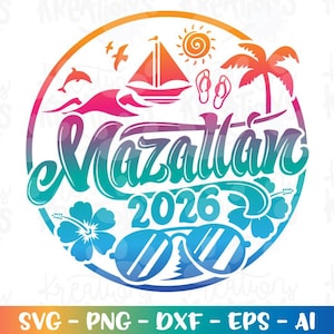 Mazatlan Beach svg Mexico Summer Beach emblem svg hand drawn print decal iron on cut file silhouette cricut cameo download vector png