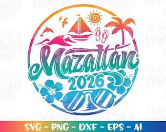 Mazatlan Beach svg Mexico Summer Beach emblem svg hand drawn print decal iron on cut file silhouette cricut cameo download vector png