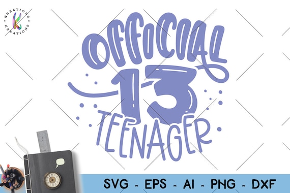 Official Teenager svg Birthday 13 years old Cute Hand Drawn | Etsy