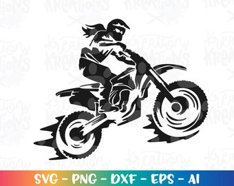 Dirt Bike Girl Clipart svg  Clipart Motocross svg Braap iron on print svg cut files Cricut Silhouette Download vector SVG png dxf