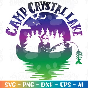 Halloween SVG Camp Crystal Lake Horror carino Camping Pesca divertente stampa ferro su file tagliati silhouette cricut cameo download vettoriale png
