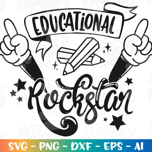 Teacher svg Educational Rockstar SVG teacher Rocks quotes svg teacher sayings print iron on cut files Cricut Download vector SVG png dxf