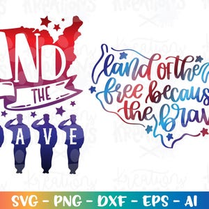Le pays de la gratuité à cause du courageux svg sticker lettrage dessiné à la main impression svg coupe fichiers silhouette cricut téléchargement immédiat svg eps png dxf
