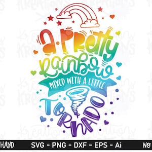 A pretty Rainbow mixed with a little Tornado svg cute print iron on shirt cut file Cricut Silhouette Instant Download vector SVG png eps dxf