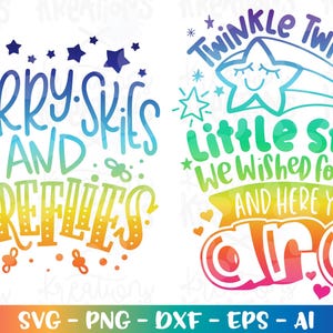Pasgeboren svg twinkle twinkle little star we wanted for you svg sterrenhemel en vuurvliegjes SVG gesneden bestand silhouet cricut studio downloaden