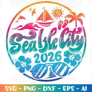 Sea Isle Stadt Strand svg USA Sommerstrand Emblem svg Hand gezeichneter Druck Aufkleber Eisen auf geschnittene Datei Kontur Download Cricut Cameo Png Sublimation