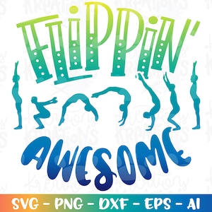 Flippin' Awesome SVG Turnen Boy Tumbling print opstrijkbare kleur gesneden bestanden Cricut Silhouette Cameo Instant Download dxf png sublimatie
