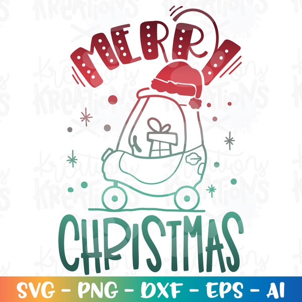 Schieben Sie Auto Kleinkind Kinder Weihnachten svg Druck Aufbügeln Schnittdateien Cricut Silhouette Instant Download Vektor SVG Png Eps Dxf