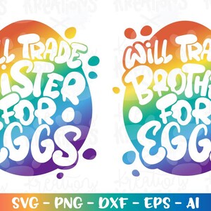 Wollen ich Bruder / Schwester gegen EIER tauschen SVG handgezeichnete Ostereier Aufbügeln Print-Schnitt-Datei Cricut Silhouette Download vektor png dxf Sublimation