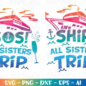 ¡Aww barco! todas las hermanas viaje svg viaje de crucero de hermanas camisa de crucero svg archivo de corte silueta cricut cameo descarga instantánea vector svg png