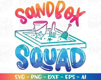 Sandbox Squad svg sand beach summer cute girl boy beach kids design print iron on cut file Cricut Silhouette Download vector png eps dxf