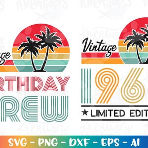 Compleanno 1960 Spiaggia Vintage svg Personalizzato Vintage compleanno Estate download digitale stampa a sublimazione colore ferro su file di taglio silhouette cricut