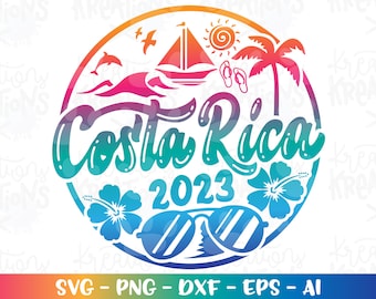 Costa Rica Beach svg Summer Beach emblem svg vacation print decal iron on cut file silhouette cricut cameo instant download vector png