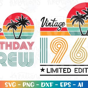 Compleanno 1965 Spiaggia Vintage svg 60 anni Personalizzato Vintage compleanno Estate download digitale sublimazione colore stampa file di taglio silhouette cricut