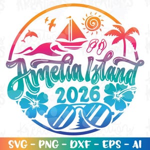 Amelia Island svg Florida Summer Beach family friends cousin print iron on cut file silhouette cricut cameo download vector png sublimation