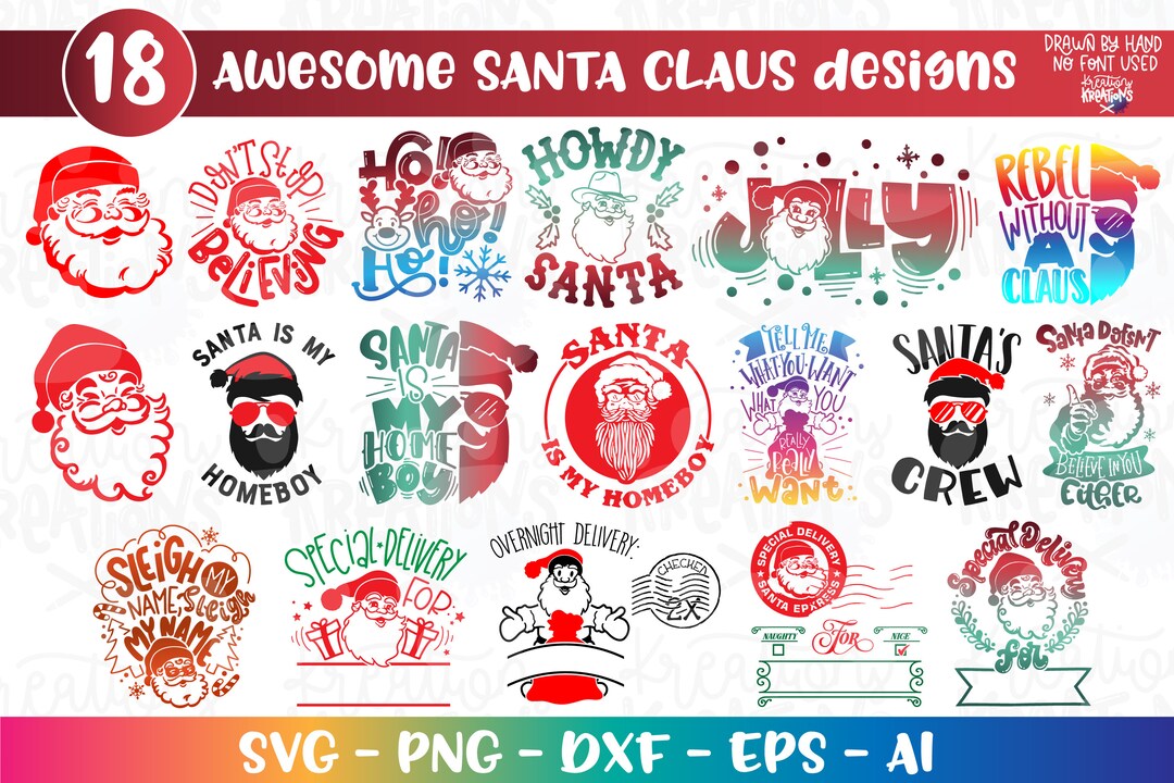 Christmas SANTA Claus Bundle SVG 13 Awesome Designs Santa Quotes ...